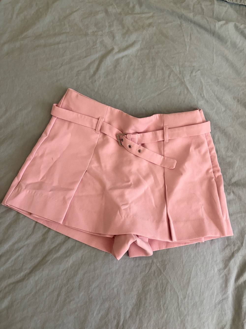 Zara Pink High-Waist Belted Women's Shorts